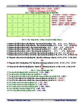 Đề thi Violympic môn Toán khối 5 vòng 1 - Năm học 2016-2017